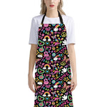 Hippie Peace Sign And Love Pattern Print Bib Apron With Pocket