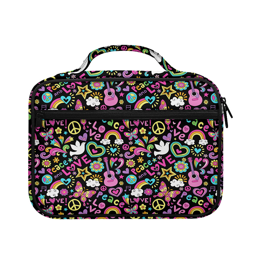 Hippie Peace Sign And Love Pattern Print Briefcase Bible Bag