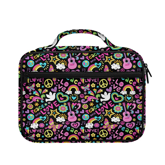 Hippie Peace Sign And Love Pattern Print Briefcase Bible Bag