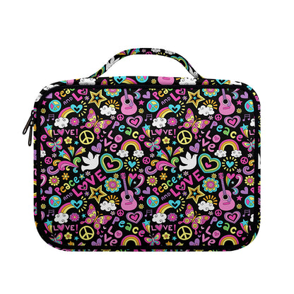 Hippie Peace Sign And Love Pattern Print Briefcase Bible Bag