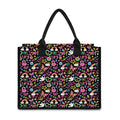 Hippie Peace Sign And Love Pattern Print Canvas Tote Bag