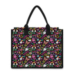 Hippie Peace Sign And Love Pattern Print Canvas Tote Bag