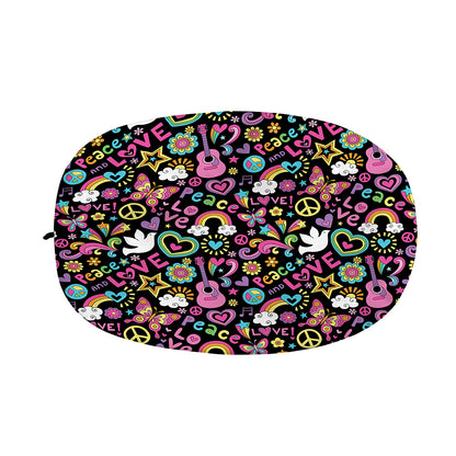 Hippie Peace Sign And Love Pattern Print Car Side Mirror Covers
