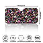 Hippie Peace Sign And Love Pattern Print Car Windshield Sun Shade