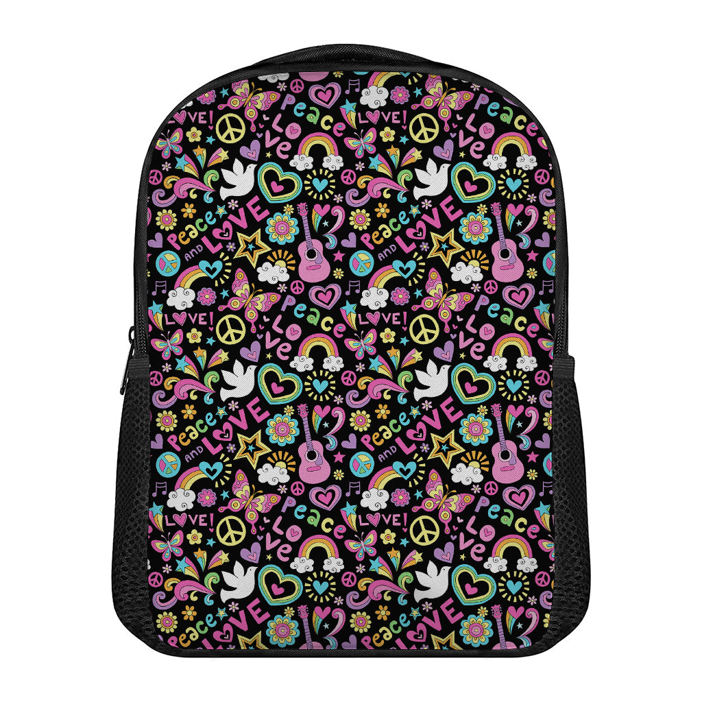 Hippie Peace Sign And Love Pattern Print Casual Backpack