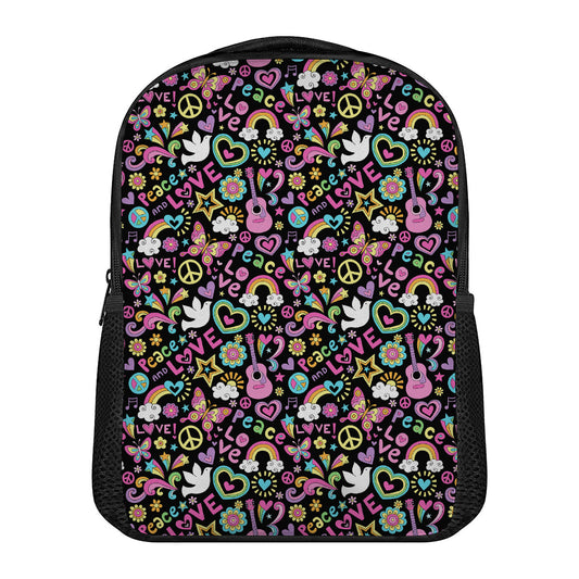 Hippie Peace Sign And Love Pattern Print Casual Backpack