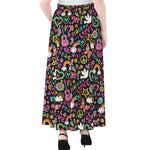 Hippie Peace Sign And Love Pattern Print Chiffon Maxi Skirt