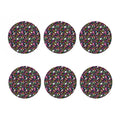 Hippie Peace Sign And Love Pattern Print Coaster Set