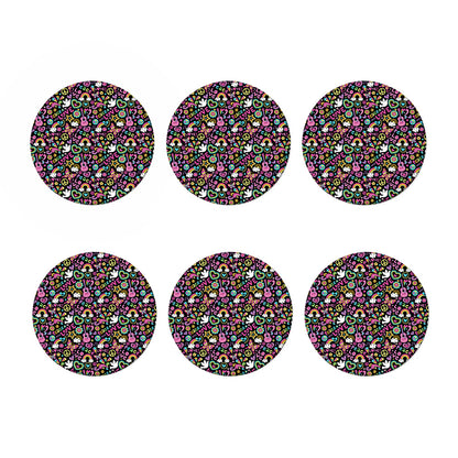 Hippie Peace Sign And Love Pattern Print Coaster Set