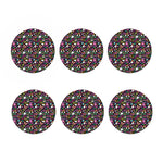 Hippie Peace Sign And Love Pattern Print Coaster Set