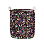 Hippie Peace Sign And Love Pattern Print Collapsible Laundry Basket