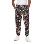 Hippie Peace Sign And Love Pattern Print Cotton Pants