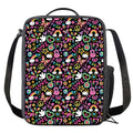 Hippie Peace Sign And Love Pattern Print Crossbody Lunch Bag