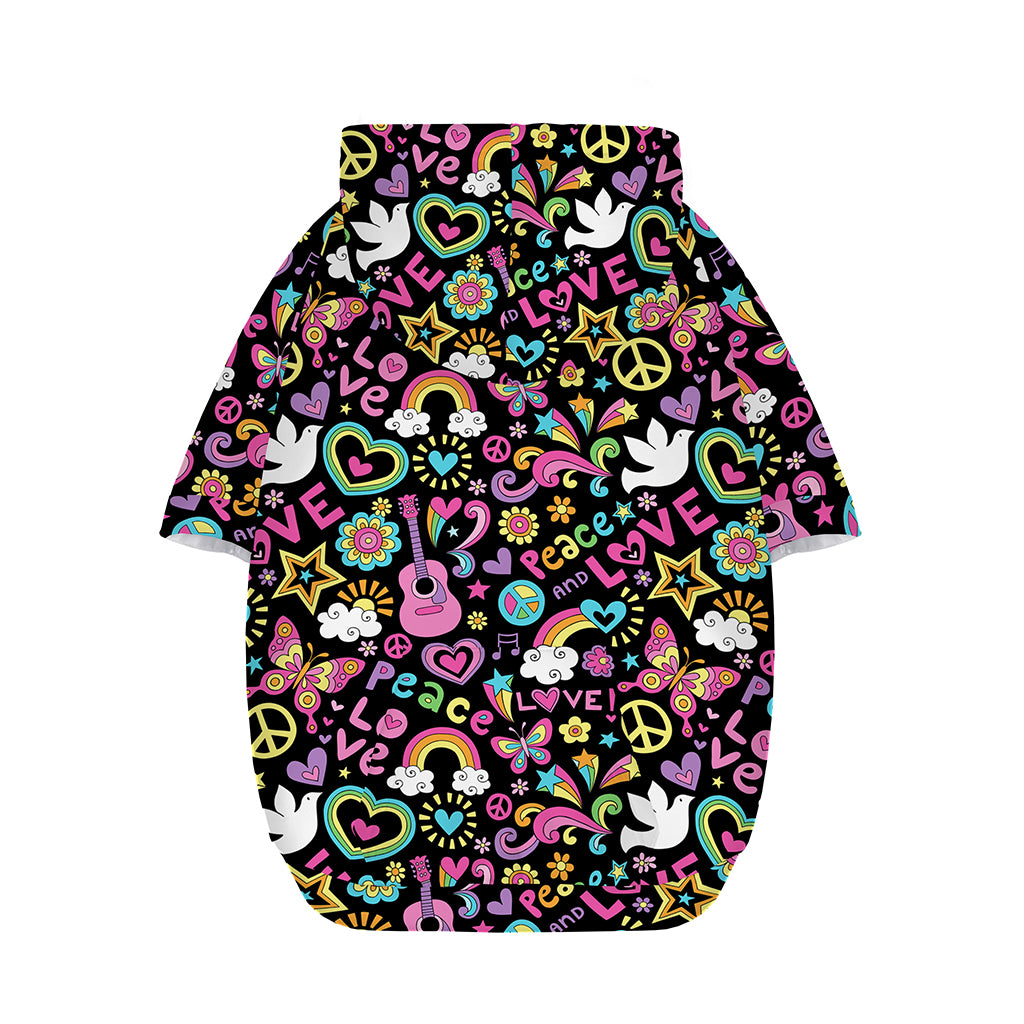 Hippie Peace Sign And Love Pattern Print Dog Zip Up Hoodie