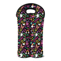 Hippie Peace Sign And Love Pattern Print Double Neoprene Wine Tote