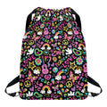 Hippie Peace Sign And Love Pattern Print Drawstring Backpack