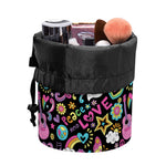 Hippie Peace Sign And Love Pattern Print Drawstring Makeup Bag
