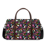 Hippie Peace Sign And Love Pattern Print Duffle Bag