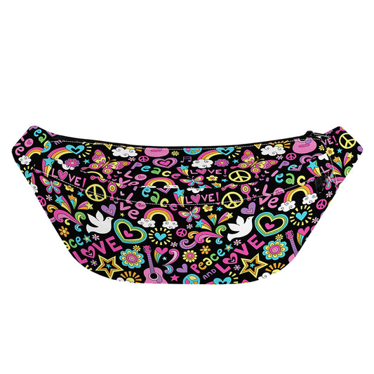Hippie Peace Sign And Love Pattern Print Fanny Pack