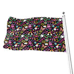 Hippie Peace Sign And Love Pattern Print Flag