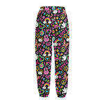 Hippie Peace Sign And Love Pattern Print Fleece Lined Knit Pants