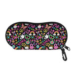 Hippie Peace Sign And Love Pattern Print Glasses Case
