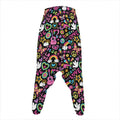 Hippie Peace Sign And Love Pattern Print Hammer Pants
