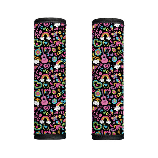 Hippie Peace Sign And Love Pattern Print Handle Covers