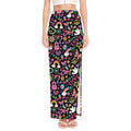Hippie Peace Sign And Love Pattern Print High Slit Maxi Skirt