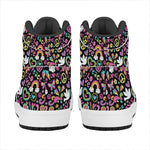 Hippie Peace Sign And Love Pattern Print High Top Leather Sneakers