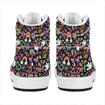 Hippie Peace Sign And Love Pattern Print High Top Leather Sneakers