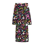 Hippie Peace Sign And Love Pattern Print Hooded Bathrobe