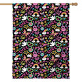 Hippie Peace Sign And Love Pattern Print House Flag