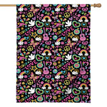 Hippie Peace Sign And Love Pattern Print House Flag