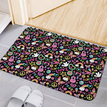 Hippie Peace Sign And Love Pattern Print Indoor Door Mat