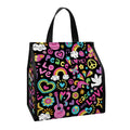 Hippie Peace Sign And Love Pattern Print Insulated Lunch Tote