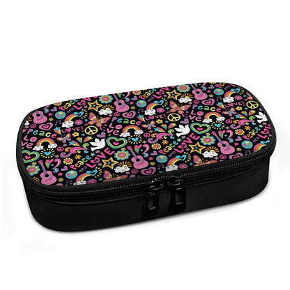 Hippie Peace Sign And Love Pattern Print Insulin Cooler Travel Case