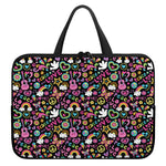 Hippie Peace Sign And Love Pattern Print Laptop Sleeve With Handle