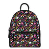 Hippie Peace Sign And Love Pattern Print Leather Backpack