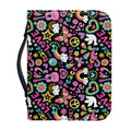 Hippie Peace Sign And Love Pattern Print Leather Bible Cover