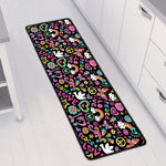 Hippie Peace Sign And Love Pattern Print Long Kitchen Mat