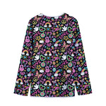 Hippie Peace Sign And Love Pattern Print Long Sleeve Short Coat