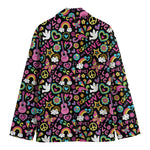 Hippie Peace Sign And Love Pattern Print Men's Blazer