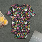 Hippie Peace Sign And Love Pattern Print Men's Bodysuit