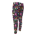 Hippie Peace Sign And Love Pattern Print Men's Compression Pants
