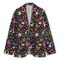 Hippie Peace Sign And Love Pattern Print Men's Cotton Blazer
