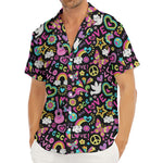 Hippie Peace Sign And Love Pattern Print Men's Deep V-Neck Shirt