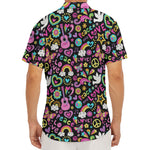 Hippie Peace Sign And Love Pattern Print Men's Deep V-Neck Shirt