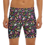 Hippie Peace Sign And Love Pattern Print Men's Long Boxer Briefs