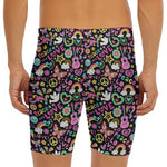 Hippie Peace Sign And Love Pattern Print Men's Long Boxer Briefs